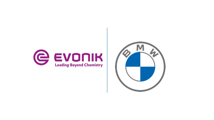 Logos der Unternehmen Evonik und BMW Group